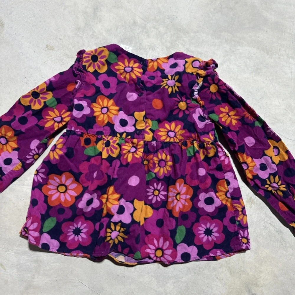 Girl's SZ 8 Gymboree Purple Daisy Floral Corduroy Shirt Long Sleeve Fall Winter